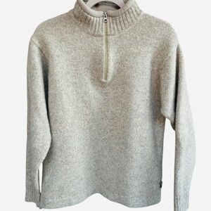 WOOLRICH Wool Beige Half-Zip Sweater M